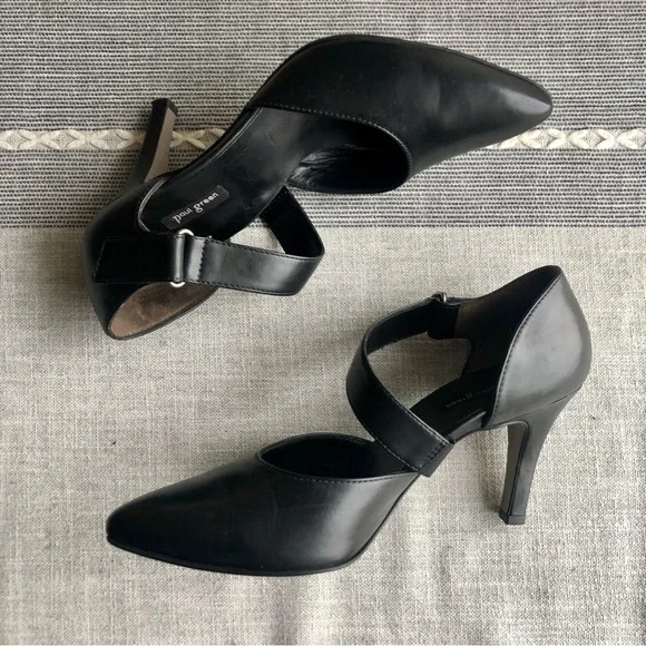 Excellent Paul Green Desire D'orsay Strappy Pumps in Black Leather, US Size 9 - Picture 6 of 8